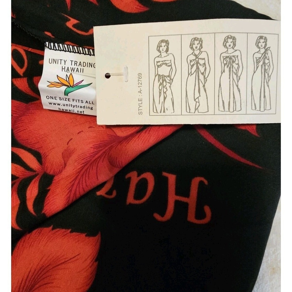 Hawaiian NWT Breach Wrap Dress Red & Black Unity Trading Hawaii 88in × 70in...